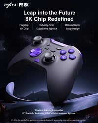 PXN P5 8K Vezeték Nélküli Kontroller - 2.4G, 8K-Chip, 2000Hz, Kapacitív Joystick, Hall-Trigger, Turbó és Makró Funkció PC/Switch/Steam Deck/ 2