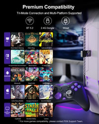 PXN P5 8K Vezeték Nélküli Kontroller - 2.4G, 8K-Chip, 2000Hz, Kapacitív Joystick, Hall-Trigger, Turbó és Makró Funkció PC/Switch/Steam Deck/ 9