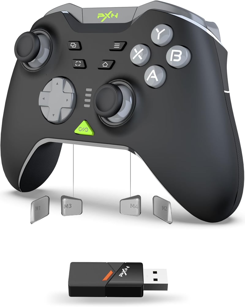 PXN P5 Vezeték Nélküli Gamer Kontroller - Hall Effekt Joystick, 4 Makró Gomb, 1000Hz Válaszidő, PC/Switch/Android/iOS Kompatibilitás, Gyrosc
