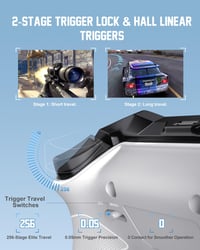 PXN P5 Vezeték Nélküli Gamer Kontroller - Hall Effekt Joystick, 4 Makró Gomb, 1000Hz Válaszidő, PC/Switch/Android/iOS Kompatibilitás, 3 Csat 3