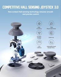 PXN P5 Vezeték Nélküli Gamer Kontroller - Hall Effekt Joystick, 4 Makró Gomb, 1000Hz Válaszidő, PC/Switch/Android/iOS Kompatibilitás, 3 Csat 2