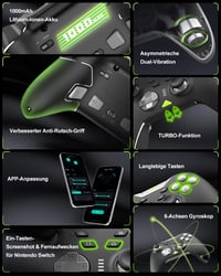 PXN P5 Vezeték Nélküli Gamer Kontroller - Hall Effekt Joystick, 4 Makró Gomb, 1000Hz Válaszidő, PC/Switch/Android/iOS Kompatibilitás, Gyrosc 6