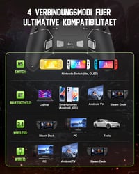 PXN P5 Vezeték Nélküli Gamer Kontroller - Hall Effekt Joystick, 4 Makró Gomb, 1000Hz Válaszidő, PC/Switch/Android/iOS Kompatibilitás, Gyrosc 5