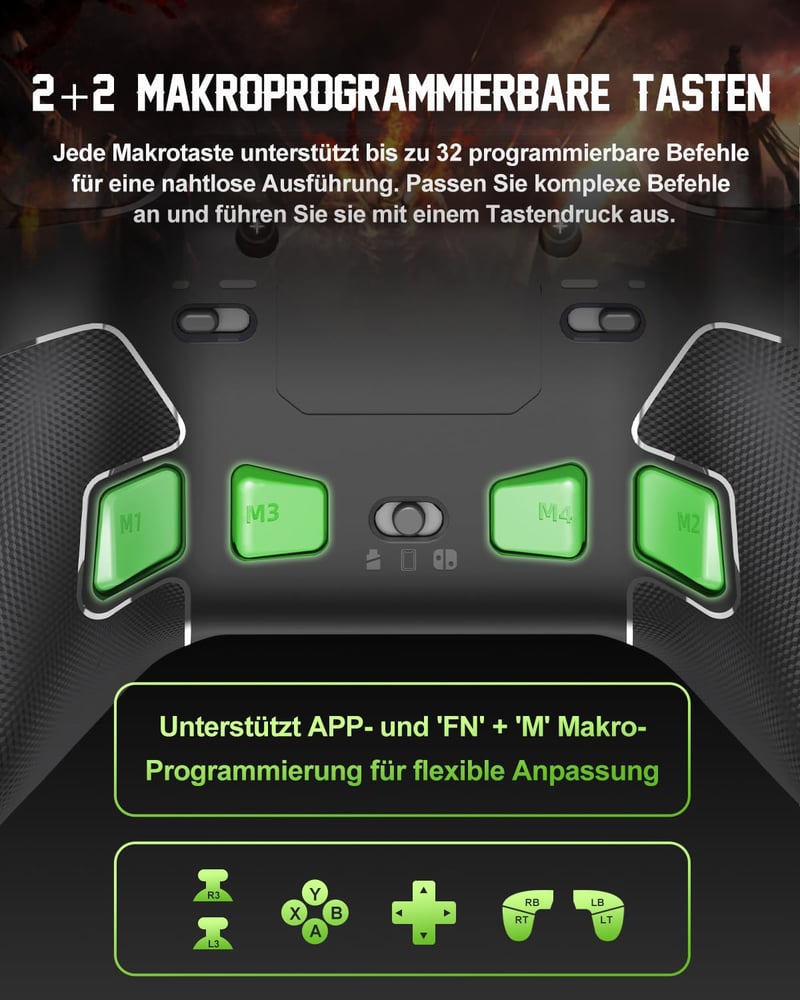 PXN P5 Vezeték Nélküli Gamer Kontroller - Hall Effekt Joystick, 4 Makró Gomb, 1000Hz Válaszidő, PC/Switch/Android/iOS Kompatibilitás, Gyrosc