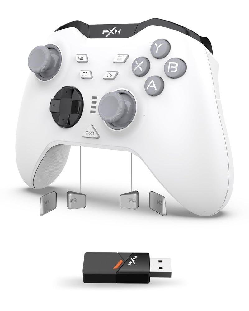 PXN P5 Vezeték Nélküli Gamer Kontroller - Hall Effekt Joystick, 4 Makró Gomb, 1000Hz Válaszidő, PC/Switch/Android/iOS Kompatibilitás, 3 Csat