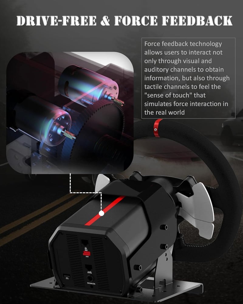 PXN V10 Versenykerék Pedálokkal és Váltókarral - 270/900° Forgatás, Force Feedback