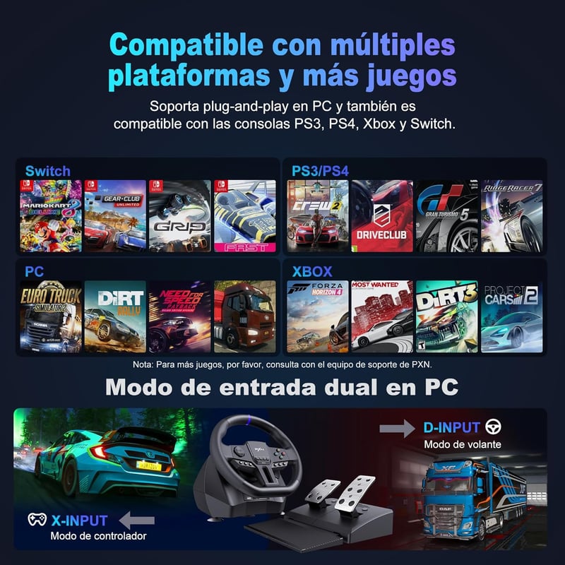 PXN V900 Gen2 Versenykerék pedálokkal, 270°/900° forgás, Hall-effekt, vibráció
