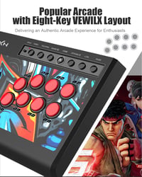 PXN X8 Arcade Fight Stick - Billentyűzet-szerű irányítógombokkal, kék mechanikus kapcsolókkal, turbó funkcióval - PC, PS3, PS4, Xbox és Swit 4