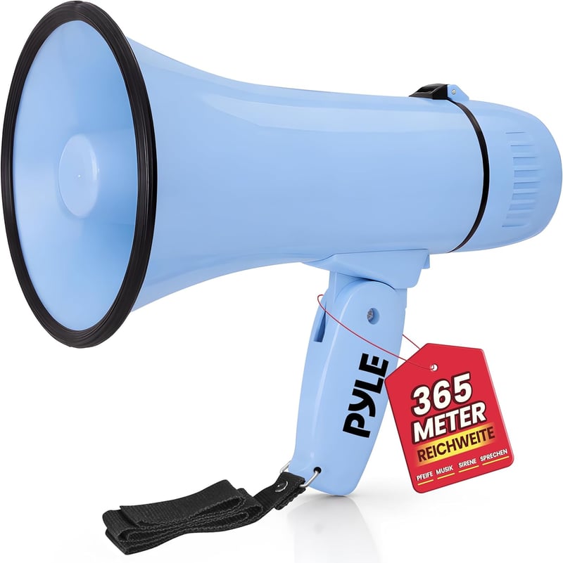 Pyle 20W Megafon Sziréna Mikrofonnal, Felvételi Funkcióval és Aux Csatlakozóval - blue