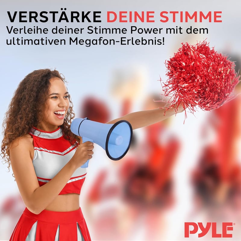 Pyle 20W Megafon Sziréna Mikrofonnal, Felvételi Funkcióval és Aux Csatlakozóval - blue