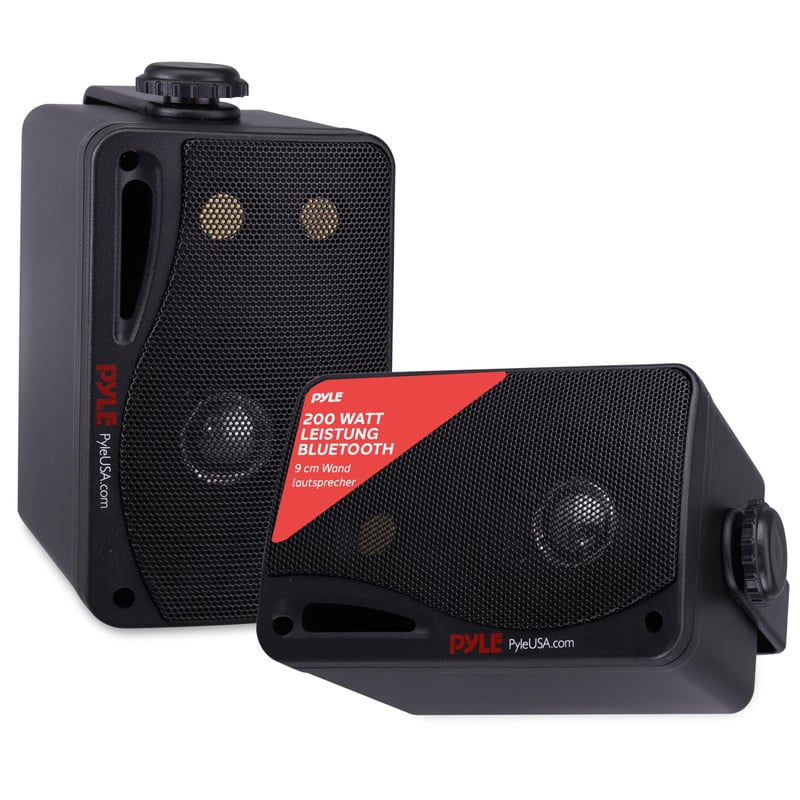 Boxe de exterior Pyle de 3,5" cu Bluetooth, 200W - Sistem stereo cu 3 căi, montabil pe perete, rezistent la apă, pentru terasă, garaj, piscină, interior și exterior