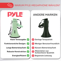Prenosný megafón Pyle 50 W so sirénou, mikrofónom, AUX vstupom a prehrávaním MP3, ergonomický vonkajší reproduktor 4