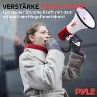 Megafón Pyle 50 W so sirénou, odnímateľným mikrofónom, 3,5 mm AUX vstupom a popruhom na nosenie – prenosný reproduktor na podujatia a šport 6