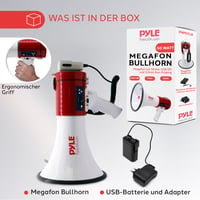 Megafón Pyle 50 W so sirénou, odnímateľným mikrofónom, 3,5 mm AUX vstupom a popruhom na nosenie – prenosný reproduktor na podujatia a šport 7