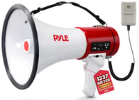 Megafón Pyle 50 W so sirénou, odnímateľným mikrofónom, 3,5 mm AUX vstupom a popruhom na nosenie – prenosný reproduktor na podujatia a šport 1