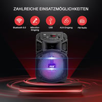Pyle Bluetooth hangszóró - 300W, újratölthető, mélynyomóval, parti világítással 3