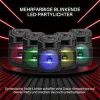 Pyle Bluetooth hangszóró - 300W, újratölthető, mélynyomóval, parti világítással 4