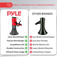 Megafón Pyle Bluetooth 100W – Prenosný PA reproduktor so sirénou, dosah 1500 m, menič hlasu, ovládanie hlasitosti, na šport a podujatia, čierny 4
