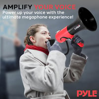 Megafón Pyle Bluetooth 100W – Prenosný PA reproduktor so sirénou, dosah 1500 m, menič hlasu, ovládanie hlasitosti, na šport a podujatia, čierny 6