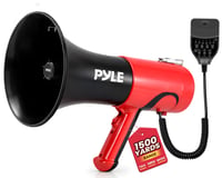 Megafón Pyle Bluetooth 100W – Prenosný PA reproduktor so sirénou, dosah 1500 m, menič hlasu, ovládanie hlasitosti, na šport a podujatia, čierny 1
