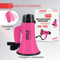Prenosný megafón Pyle so sirénou a mikrofónom 20 W, skladacia rukoväť, napájanie na batérie, 2 zvukové režimy, dosah 550 m, na podujatia 6