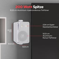 Vonkajší reproduktor Pyle 3,5-palcový, biely – 200 W nástenný reproduktor odolný voči poveternostným vplyvom na vnútorné aj vonkajšie použitie, na terasu, do záhrady, na loď 2