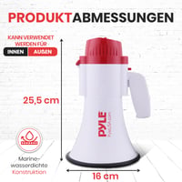 Megafón Pyle 30 W so sirénou a mikrofónom – dosah 730 m, skladací mini reproduktor na hlásenia, futbalové zápasy a podujatia 7
