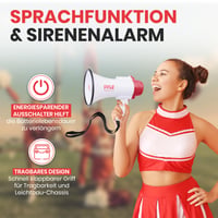 Megafón Pyle 30 W so sirénou a mikrofónom – dosah 730 m, skladací mini reproduktor na hlásenia, futbalové zápasy a podujatia 2