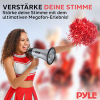 Megafón Pyle so sirénou a mikrofónom, 20 W, skladací, nastaviteľná hlasitosť, napájanie na batérie, dosah 550 m, pre deti aj dospelých, strieborný 7