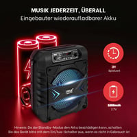 Pyle Party Box Bluetooth Hangszóró - 300W Hordozható PA Rendszer, 8" Mélynyomó, Karaoke Funkció, Parti Fényekkel, MP3/USB, FM Rádió, Újratöl 5
