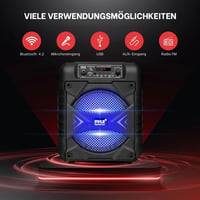Pyle Party Box Bluetooth Hangszóró - 300W Hordozható PA Rendszer, 8" Mélynyomó, Karaoke Funkció, Parti Fényekkel, MP3/USB, FM Rádió, Újratöl 3
