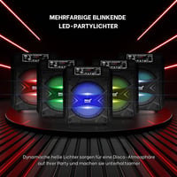 Pyle Party Box Bluetooth Hangszóró - 300W Hordozható PA Rendszer, 8" Mélynyomó, Karaoke Funkció, Parti Fényekkel, MP3/USB, FM Rádió, Újratöl 4