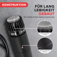 Dynamický mikrofón Pyle PDMIC78 – kompaktný ručný mikrofón so vstavaným pop filtrom, 4,5m káblom XLR-6,35mm, v kovovom tele, čierny 4