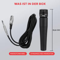 Dynamický mikrofón Pyle PDMIC78 – kompaktný ručný mikrofón so vstavaným pop filtrom, 4,5m káblom XLR-6,35mm, v kovovom tele, čierny 6