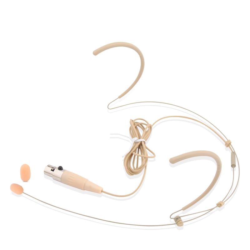 Hlavový kondenzátorový mikrofón Pyle PMHMS20, 4-pinový mini XLR, 1,2 m kábel – béžový