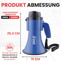 Pyle PMP31BL kompaktný megafón 30W na batérie so sirénou, vstavaným mikrofónom, 2 režimami, sklopnou rukoväťou, modrý 7