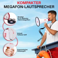 Megafón Pyle PMP40 40 W so sirénou – Skladací ručný reproduktor s policajnou sirénou na športové podujatia, dosah 915 m 3