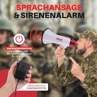 Megafón Pyle PMP40 40 W so sirénou – Skladací ručný reproduktor s policajnou sirénou na športové podujatia, dosah 915 m 2