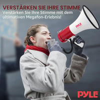 Megafón Pyle PMP561LTB so sirénou a alarmom, 50 W, dosah 1100 m, mikrofón, AUX vstup, nabíjateľná batéria, biely, skladací 6