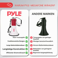 Megafón Pyle PMP561LTB so sirénou a alarmom, 50 W, dosah 1100 m, mikrofón, AUX vstup, nabíjateľná batéria, biely, skladací 4