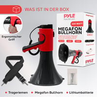 Pyle PMP74VC Bluetooth megafón so sirénou a meničom hlasu, mikrofónom a AUX vstupom, čierno-červený, pre deti a vonkajšie podujatia 7