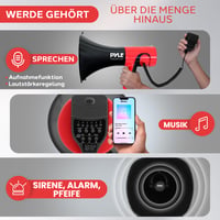 Pyle PMP74VC Bluetooth megafón so sirénou a meničom hlasu, mikrofónom a AUX vstupom, čierno-červený, pre deti a vonkajšie podujatia 3