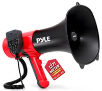Pyle PMP74VC Bluetooth megafón so sirénou a meničom hlasu, mikrofónom a AUX vstupom, čierno-červený, pre deti a vonkajšie podujatia 1