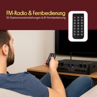 Pyle PTA44BTEU Bluetooth sztereó erősítő 4 csatornás, 500 W, karaoke, FM rádió 5