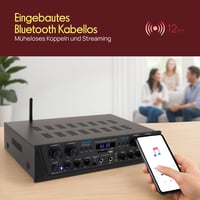 Pyle PTA44BTEU Bluetooth sztereó erősítő 4 csatornás, 500 W, karaoke, FM rádió 3