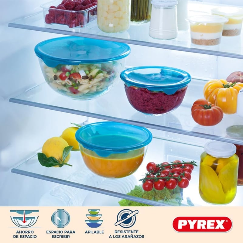 Pyrex 5 részes üveg saláta tál szett fedővel BPA mentes