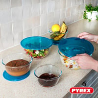 Pyrex 5 részes üveg saláta tál szett fedővel BPA mentes 9