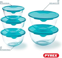 Pyrex 5 részes üveg saláta tál szett fedővel BPA mentes 3