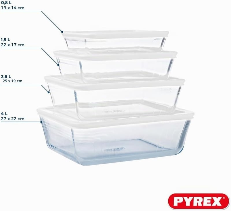 Pyrex Cook & Freeze 4 darabos üveg tárolo szett fagyasztáshoz BPA mentes