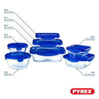 7-dielna súprava sklenených dóz na potraviny Pyrex Cook & Go so vzduchotesným vekom – vhodné do rúry, mikrovlnky a umývačky riadu, rôzne veľkosti 3